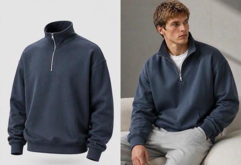 Mens customized half zip sweatshirt manufacturer