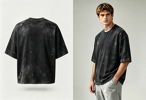 custom washed and distressed t shirt manufacturer