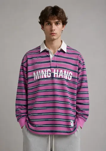 Oversized Long Sleeve Polo T Shirt 