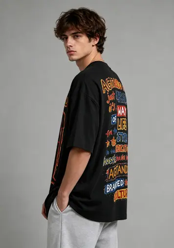 Side profile men distressed graphic short sleeve t-shirt, relaxed fit casual wear, oem clothing factory