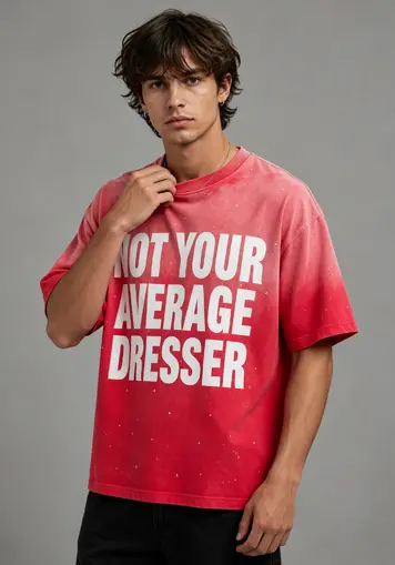 Male model back view wearing Print Logo Rhinestone Washed T-Shirt, oem apparel manufacturer