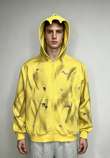 Waffle Knit Full Zip Hoodie 