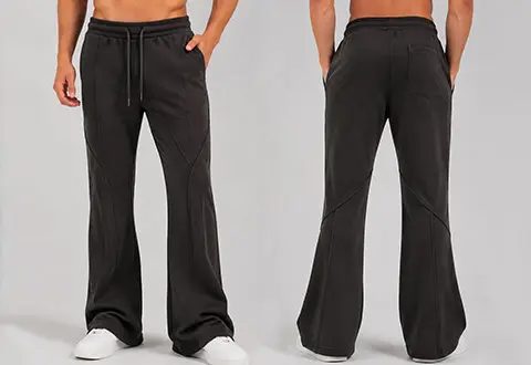 OEM and private label flared sweatpants featuring modern wide-leg silhouettes, comfortable fabrics, and customized designs for streetwear, lounge, and athleisure collections.