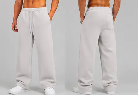OEM and private label heavyweight sweatpants featuring premium high GSM fabrics, structured silhouettes, and customized details for luxury streetwear and elevated casual collections.