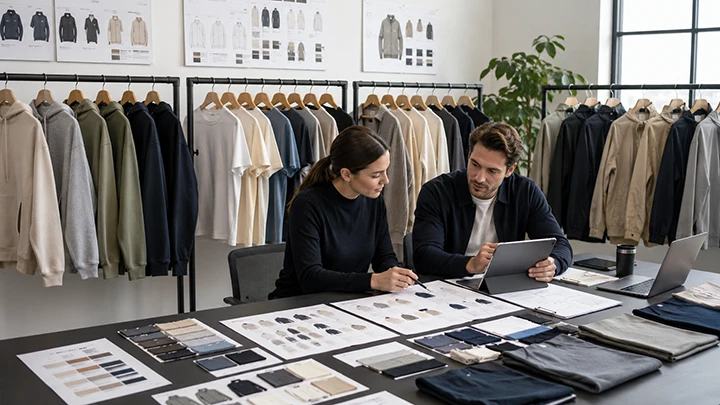 established brands Multi-SKU apparel production planning and sample coordination for established clothing brands