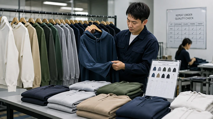 repeated order Repeat-order quality control for multi-color hoodies and bulk apparel production