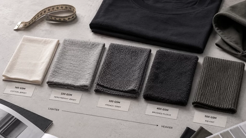 different fabric weight different gsm for streetwear fabrics